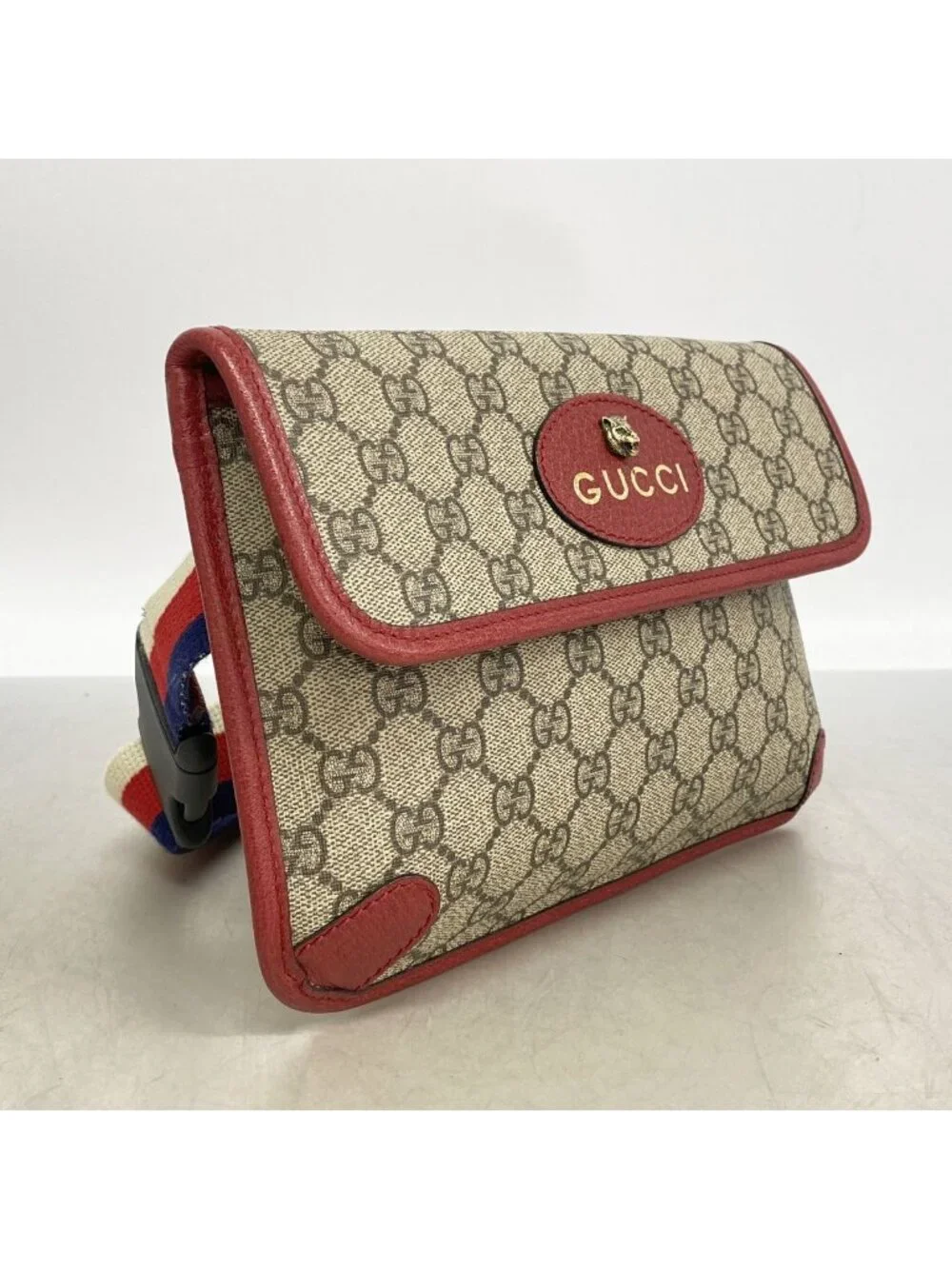 Gucci Waist Bag GG Supreme Neo Vintage Brown Bordeaux Gold